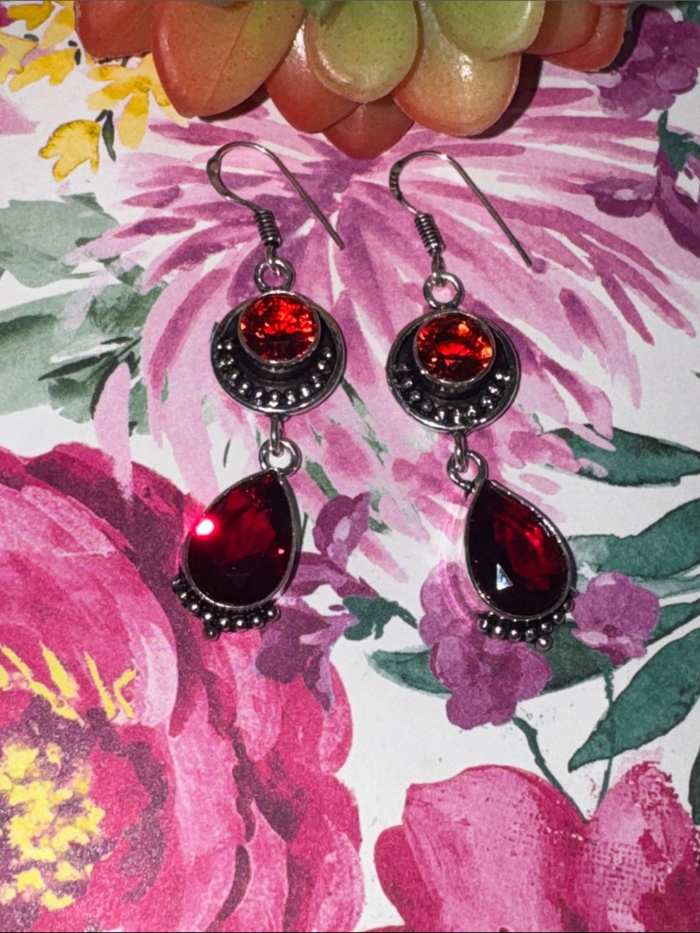 Silver Garnet Earrings